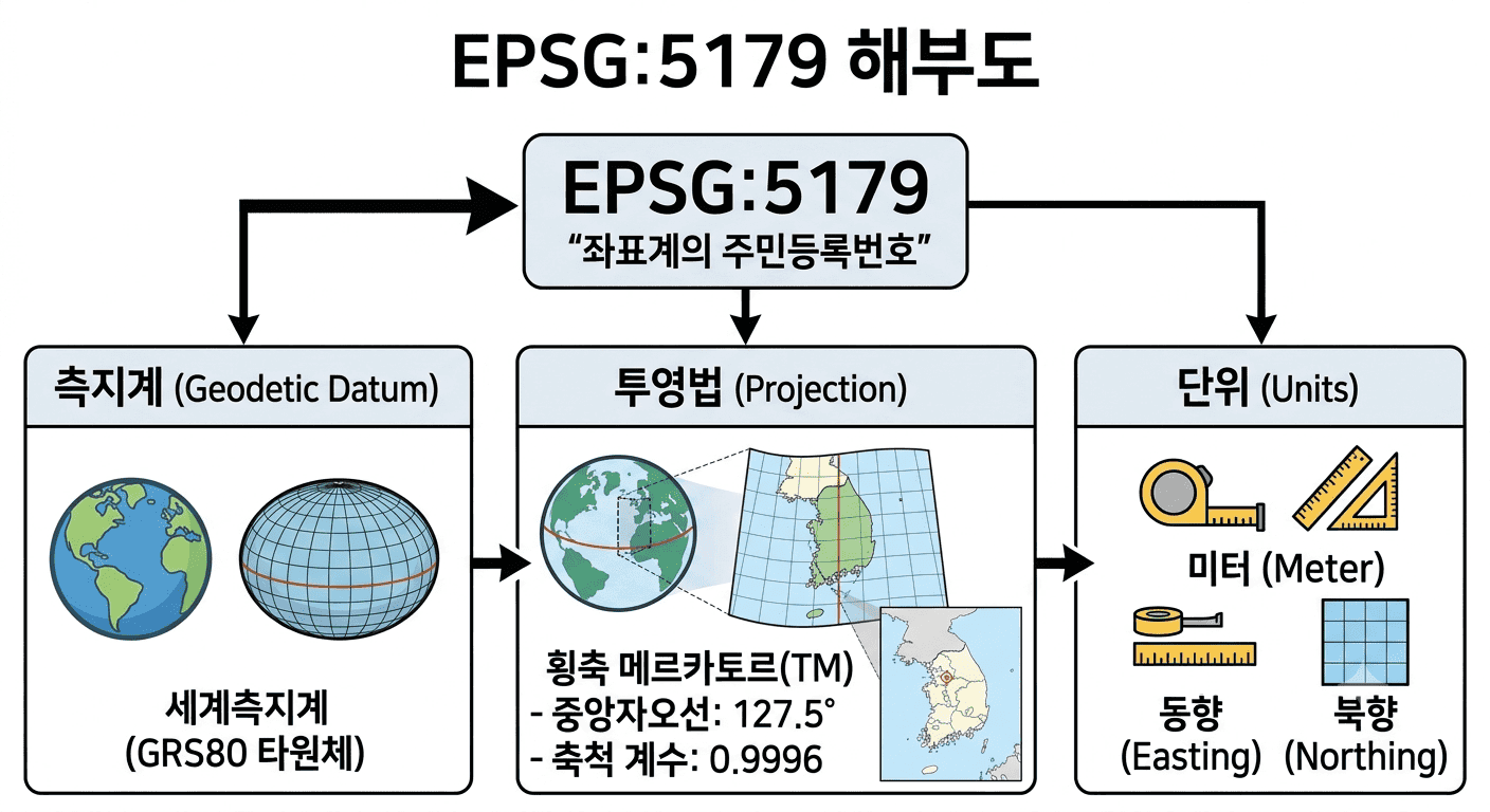 한국은 왜 EPSG:5179를 쓸까 — 좌표계의 주민등록번호, EPSG 포스트 대표 이미지